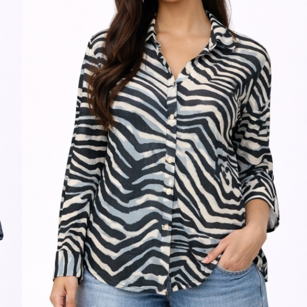 Chico's Zebra Print Blouse - Black and White
